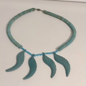 Vintage 80s handmade from wood necklace.